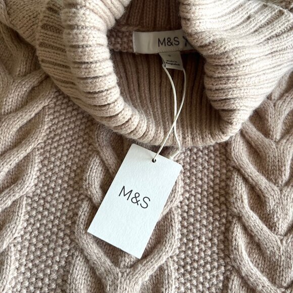 NWT Marks & Spencer Turtleneck Chunky Cableknit Sweater | Size Small - Picture 5 of 9